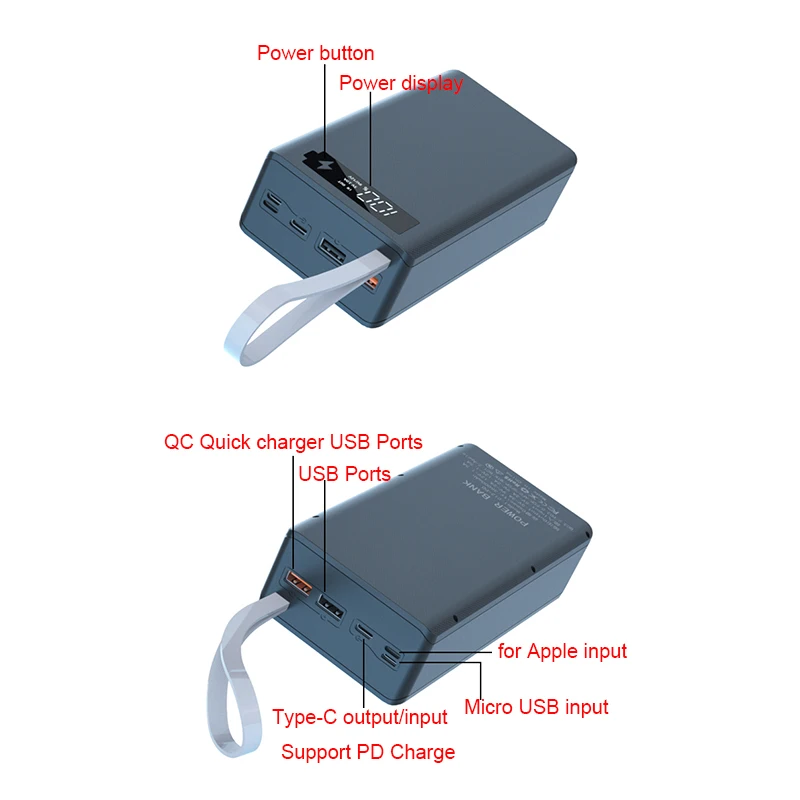 14*18650 배터리 보관 상자 DIY 보조베터리 케이스 듀얼 USB LCD 디스플레이 지원 빠른 및 무선 충전 18650 배터리 홀더 상자