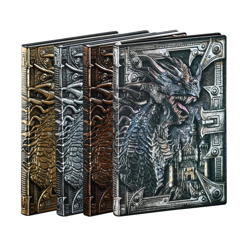 Retro Pu Leer Notepad Retro Reliëf Draak Notebook Dinosaurus Europese Notepad Travel Creative Notepad Notebook