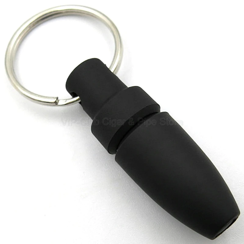 Practical Gadgets Cigar Punch Cutter Blade Key Ring Rubber Chain Bullet Style Draw Hole Black Cut Cigars Smoking Accessories