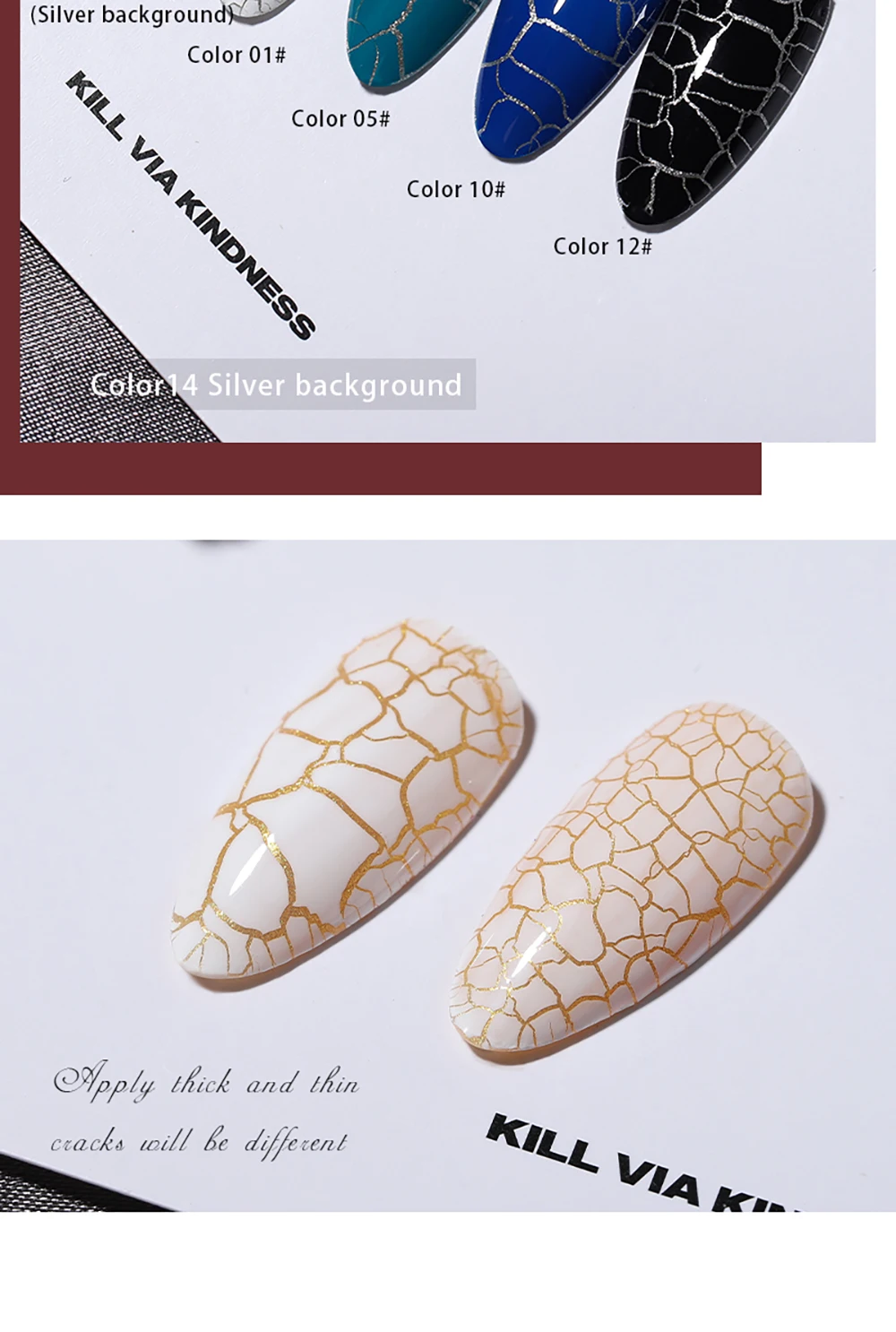 Vendeeni 15 Farben/Set Riss-Gel-Nagellack Schildpatt-Optik UV Soak-Off Gel-Lack Automatischer Riss-Nagelkunst-Gel-Lack – Detail 13