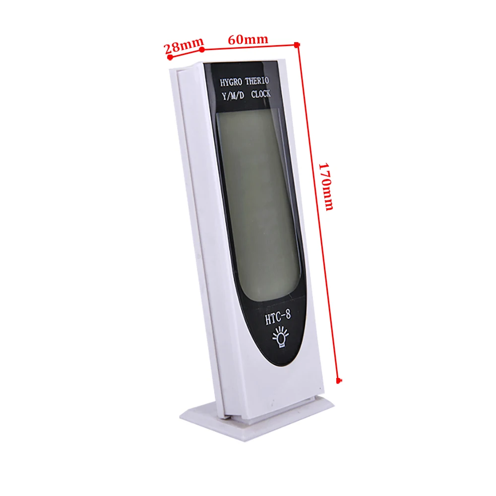 Standing Digital Thermometer Hygrometer Temperature Humidity Detector Indoor Weather Station Clock Time Date