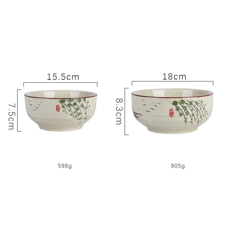 Japanese Tableware Ceramic Ramen Bowl Large Soup Noodle Bowls Household Hotel Retro 6/7Inch Kitchen Dinner Ware 1PC