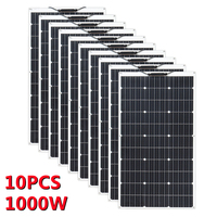 1000W Solar Panel Flexible Monocrystalline Solar Cell 1~10PCS 100 Watt PV Module 12V 24V Photovoltaic Off Grid System 200w 300w