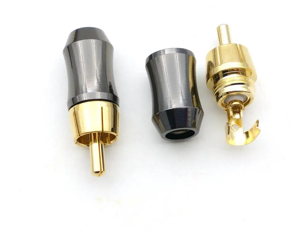 Imagem -04 - Rca Conector de Bronze Rca Macho Plugue Áudio Vídeo Cabo Adaptador de Solda 50 Peças