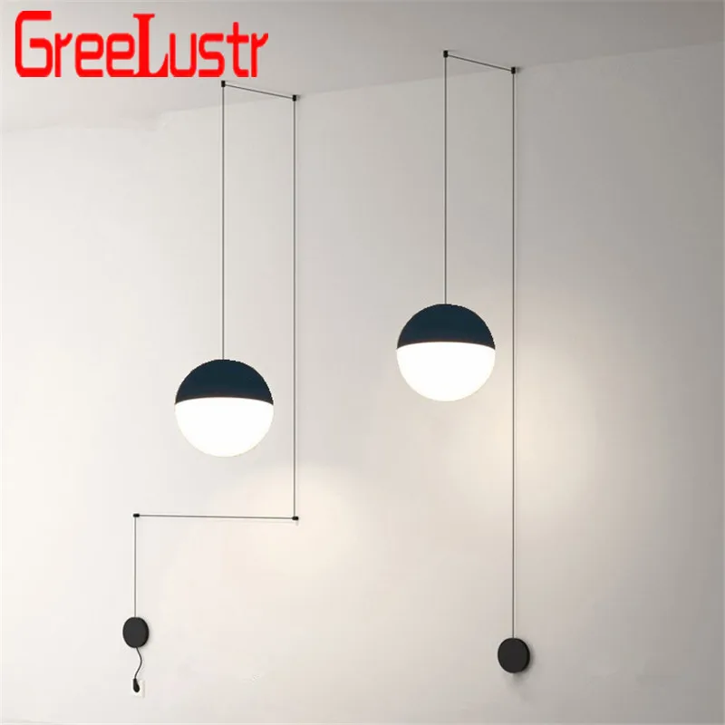 Post-modern Lines Glass Ball Led Pendant Chandelier Ceiling Lamp Geometric Design Hanging Light  Lustres Living Dining Bedroom