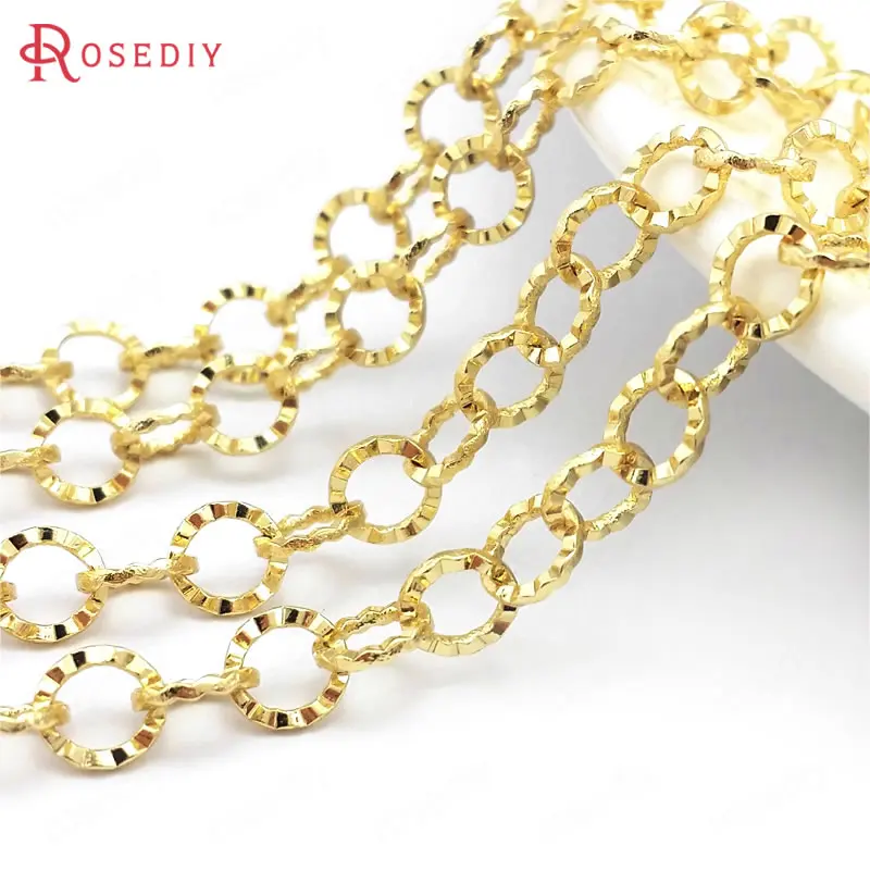 

(39697)1 Meter 5.2MM 24K Gold Color Brass Round Shape Special Necklace Bracelets Chains Jewelry Making Supplies Diy Findings