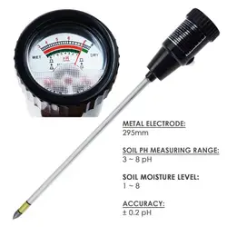 ZD-06 Soil pH & Moisture Tester Meter with 295mm Long Electrode Probe Waterproof Soil Tester Kit Tools for Indoor & Outdoor