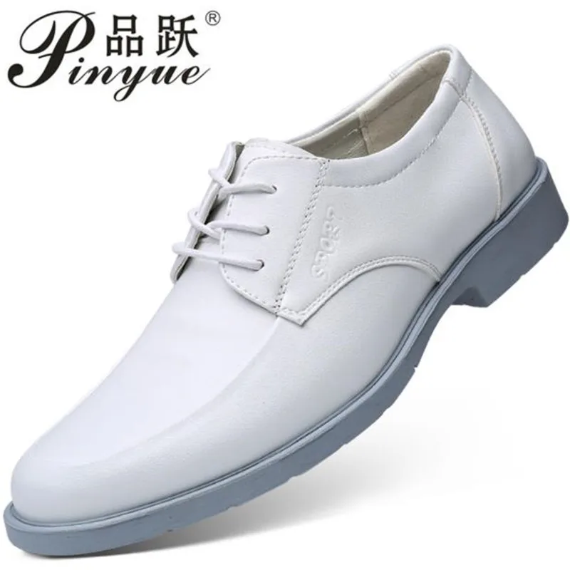 

White Wedding Shoes For Men Big Size 38-48 Genuine Leather Mens Navy Shoes Breathable Solid Male Dress Flats Formal Shoe