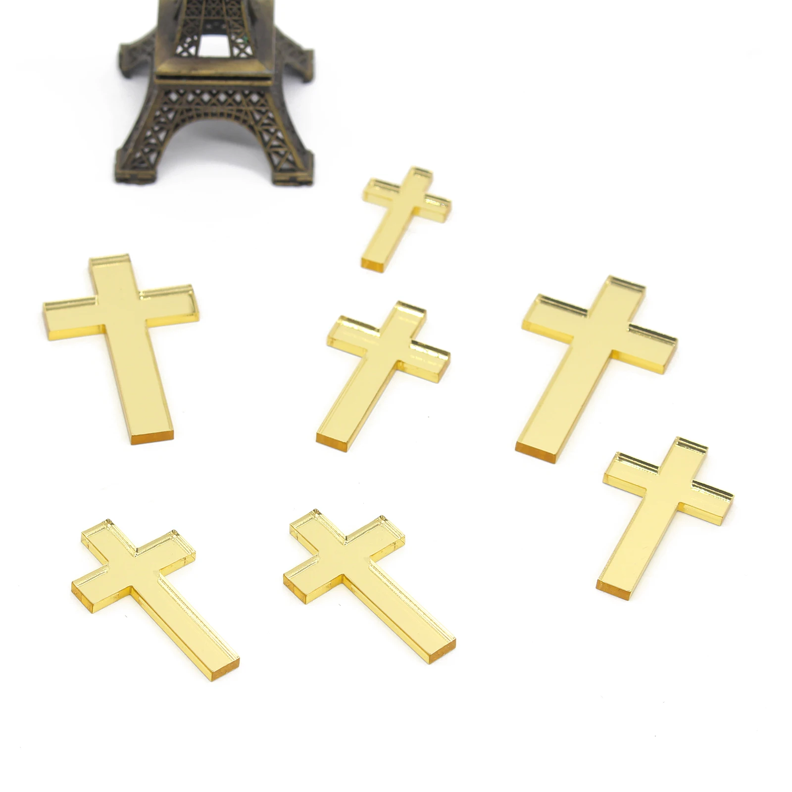 48 Pcs Laser Cut Golden Mirror Crosses Customize Many Style Cross Decor Prayer Christening & Baptism Cross Birth Party Supplies