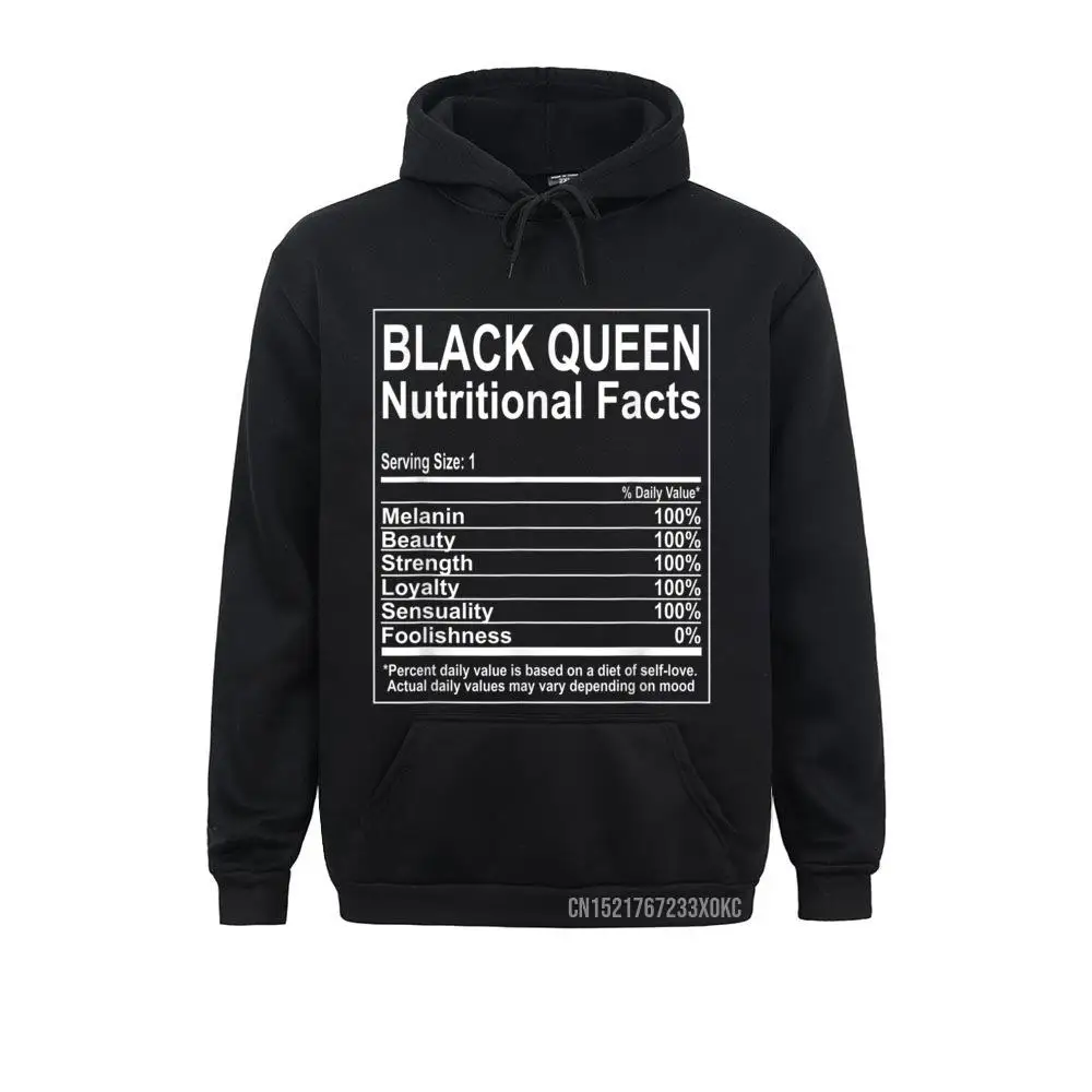 Funny Black Queen Nutritional Facts Self Love Hoodie Sweatshirts For Men Leisure Hoodies Faddish Preppy Style Sportswears