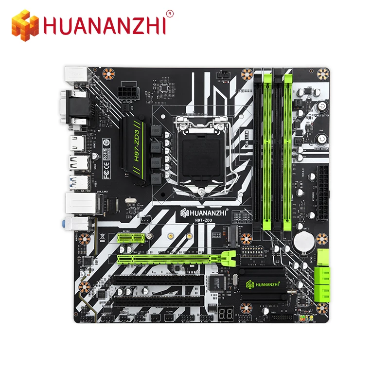 Imagem -03 - Huananzhi-placa-mãe H97-zd3 Lga 1150 Sata3 Usb 3.0 Nvme Ngff M.2 Suporte Ssd Ram Não-ecc Core i3 4130 i5 4460 i7 4770 M-atx Case