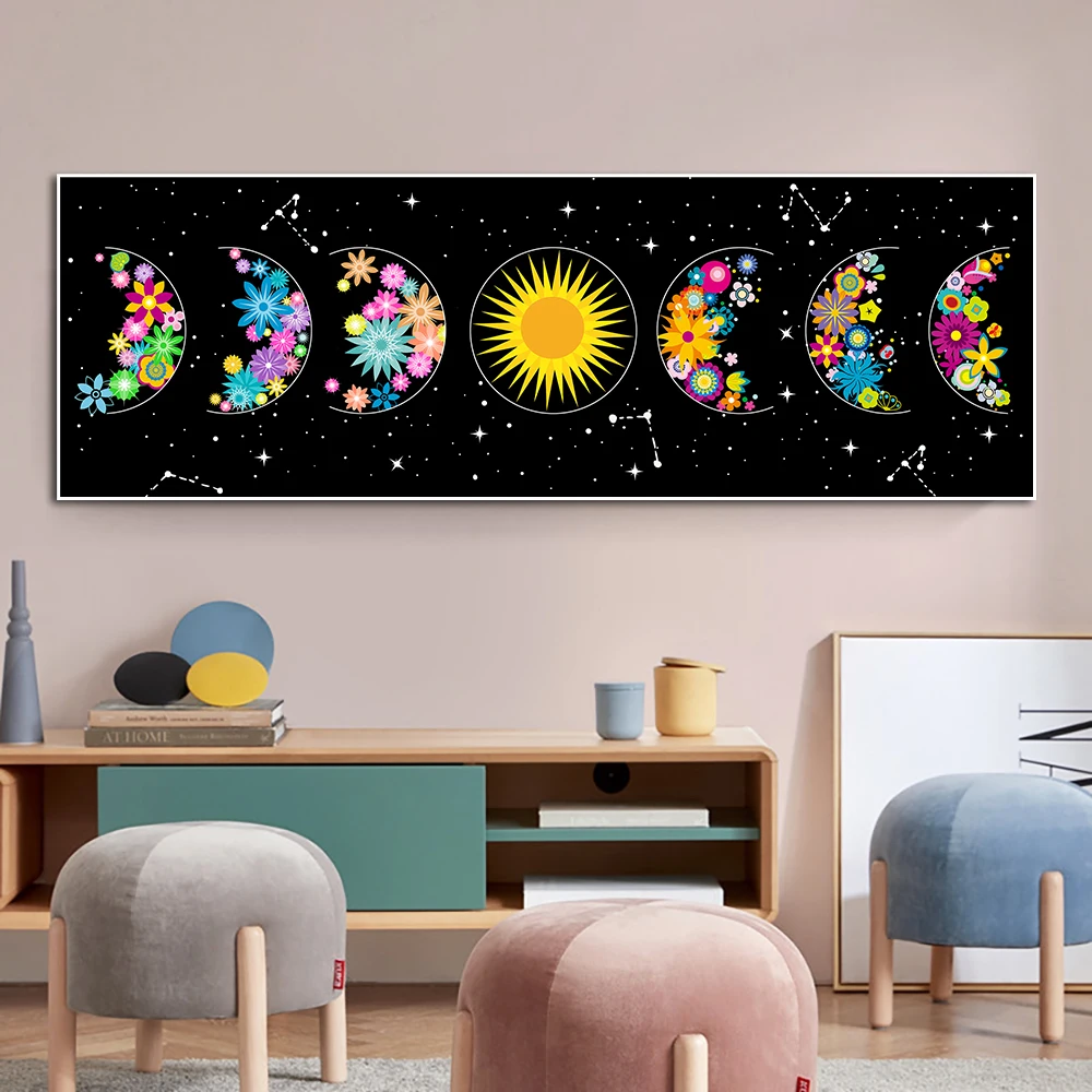 

Abstract Colorful Moon Star Painting HD Prints And Posters On Canvas Modern Nordic Wall Art For Livinng Room Home Decoration