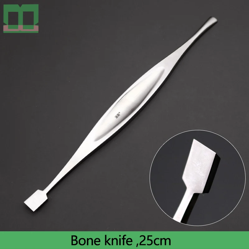 

Bone knife stainless steel 25cm double-end medical stripper surgical operating instrument flat handle