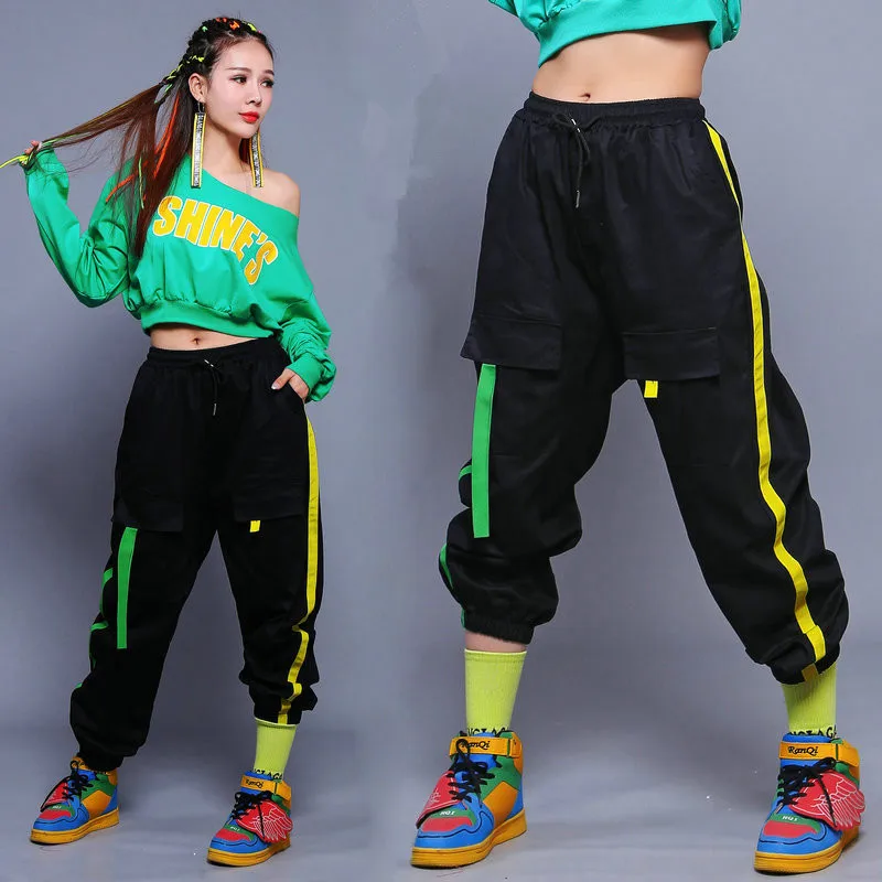 Hip Hop Dance Costume Long Sleeve Shirt Pants Adult Street Dancing Clothes Jazz Dancer Stage Outfit Rave Wear Women in stock