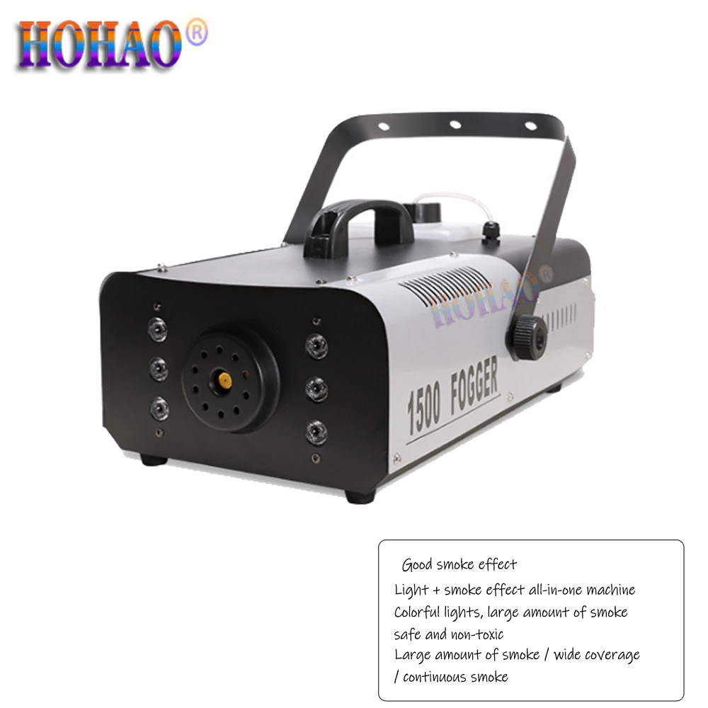 HOHAO Small Portable Constant Temperature Remote Control 1500w LED RGB Fog Machine For Wedding Bar Manufacturing Special Effects