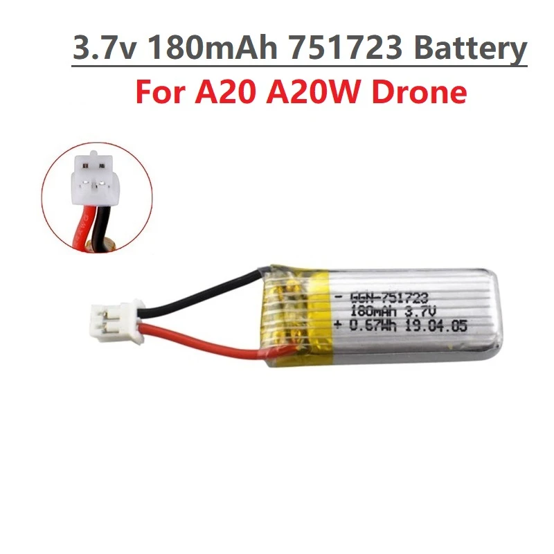 Batteria Lipo originale 3.7V 180mAh con caricabatterie per A20 A20W Drone RC Quadcopter pezzi di ricambio per batteria Drone A20 A20W