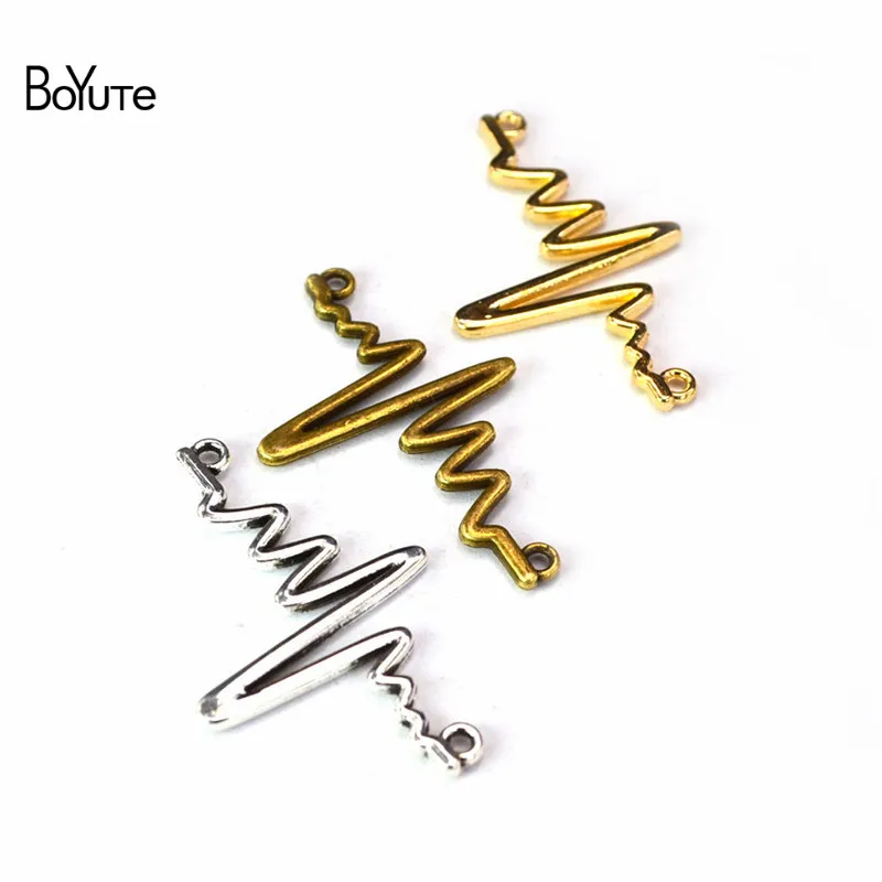 BoYuTe (100 Pieces/Lot) Wholesale Vintage Electric Ripple Pendant Charms with 2 Loops Diy Jewelry Accessories