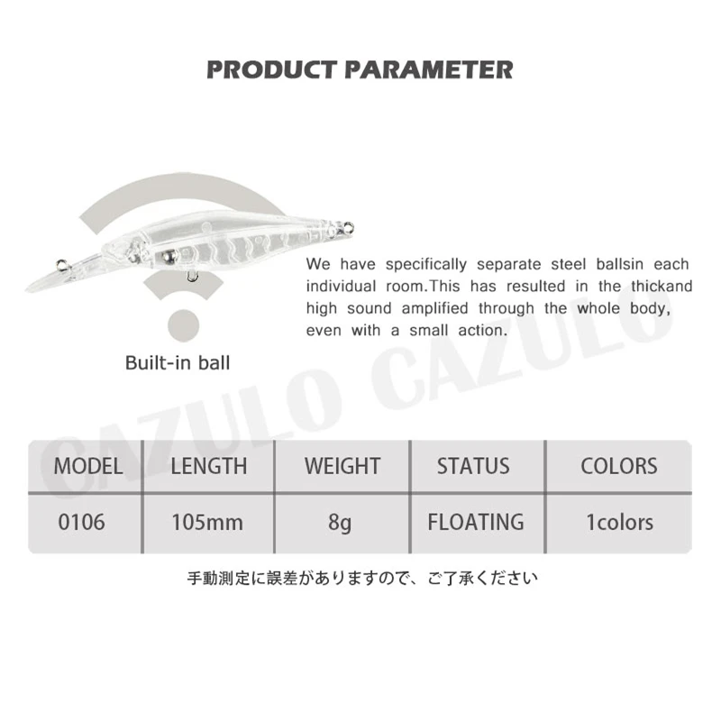 Minnow Fishing Accessories Blank Unpainted Lure Isca Artificial Weights 8g 105mm Floating ABS Pesca Tackle Wobblers Carp Leurre