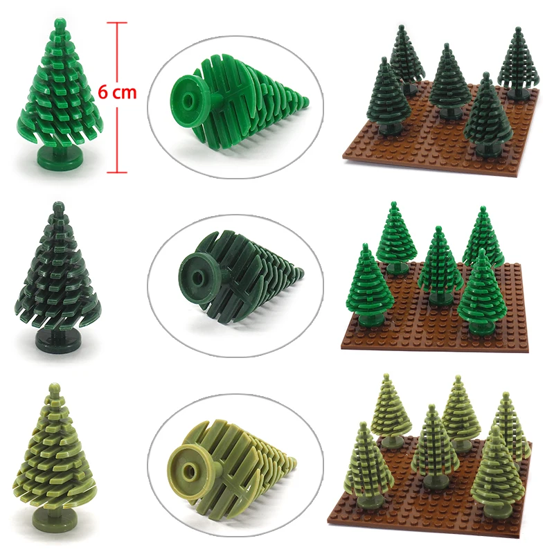 Blocs de construction en pin pour décoration de noël, accessoires d'arbre, Moc, montage de figurines, jardin familial, modèle de forêt, cadeaux pour enfants, jouets à faire soi-même