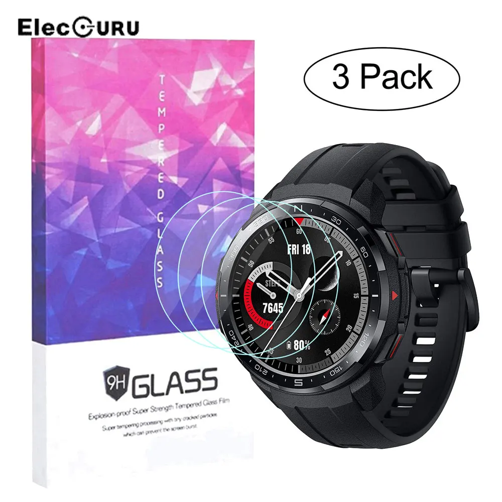 3Pcs Tempered Glass Film for HONOR Watch GS Pro Smartwatch Full Screen Protector Clear Anti-Scratch Anti-Shatter Protective Film