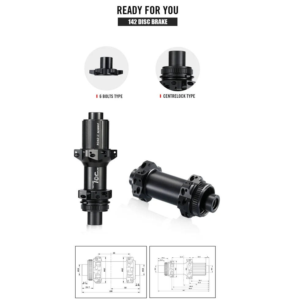 Ryet Ultralight Road Bicycle Hub Straightpull 24H HG Ceramic Bearing Disc Brake center Lock 6 Pawls Thru Axle 142x12 HG XDR 11s