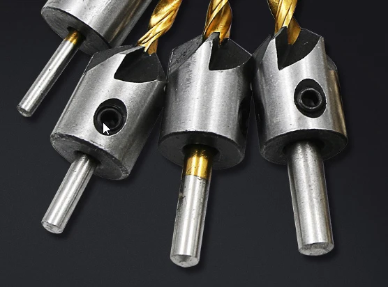 Titanium plated 4pcs/7pcs Useful HSS Woodworking Countersink Drill Bit Set Drill Press Set Chamfer Reamer Woodworking Tools
