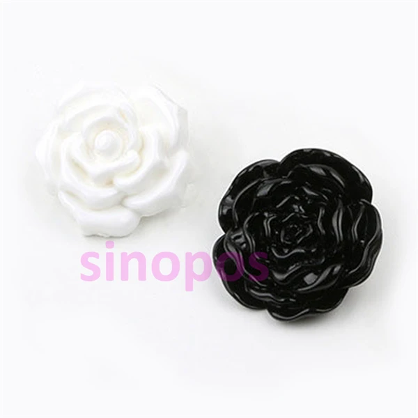 10pcs Black white resin rose shaped button decor for Women's Suit Sweater Coat, DIY Crafts Sewing Children Cloths Buttons, SP01