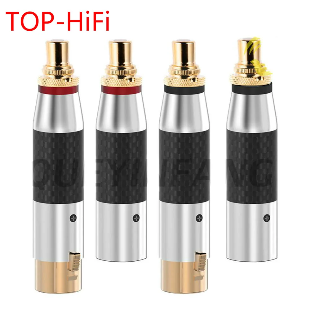 

TOP-HiFi 2pcs Carbon Fiber Gold Plated 3pin XLR Male to RCA Female Adapter 3pin XLR Female to RCA Female Converter DIY