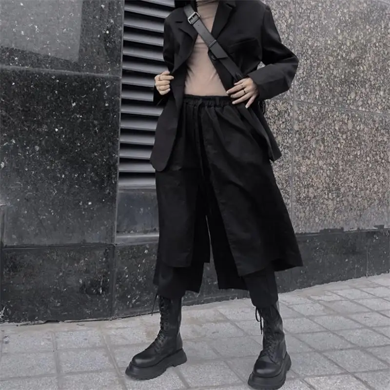 

Ladies Pant Skirt Casual Pants Wide Leg Pants Spring And Autumn New Dark Irregular False Two Nine Design Fashion Pants