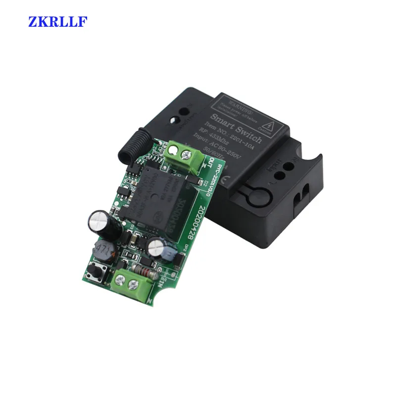 433Mhz AC 220V 10Amp 1CH ZKRLLF Switch Universal Wireless Remote Control RF Relay Receiver Transmitter For LED/Light/Fan Lamp