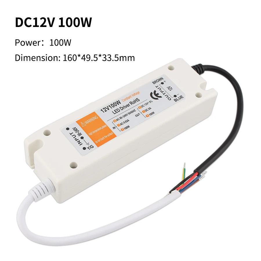 Imagem -06 - Transformador ac dc Fonte de Alimentação Driver Led Adaptador de Alimentação Transformador de Iluminação 18w 28w 36w 48w 72w 100w 220v a 12 v