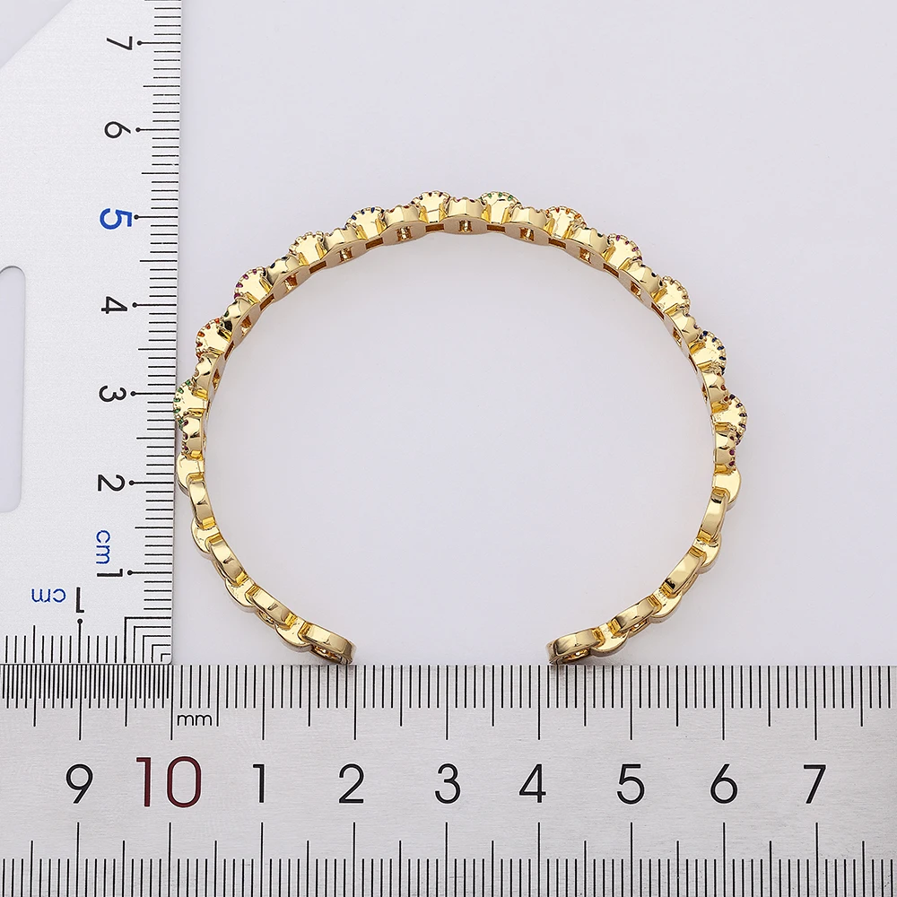Nidin New Fashion Design Luxury Brand Cuff Bangles Trendy Copper Cubic Zirconia Bracelets For Women Party Birthday Jewelry Gift