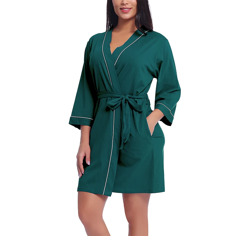 Joyaria – Robe de bain en coton pour femmes, Kimono, courte, légère, avec poches, Sexy, vêtements de nuit