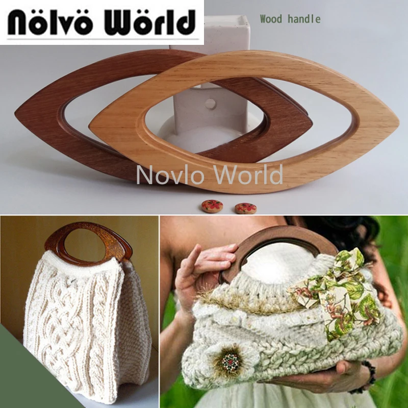 4-10 pieces 20X9.5cm Solid wood handles for sewing crochet bags,4 colors Bag Purse Tree Wood Bag Handle