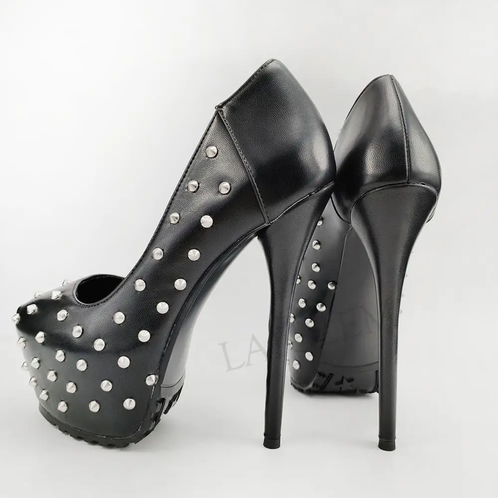 LAIGZEM 2024 Studded Punk Women tacchi alti Platform Pumps Party Show Shoes donna rivetti Talon Femme Large Size 44 45 46 47 50