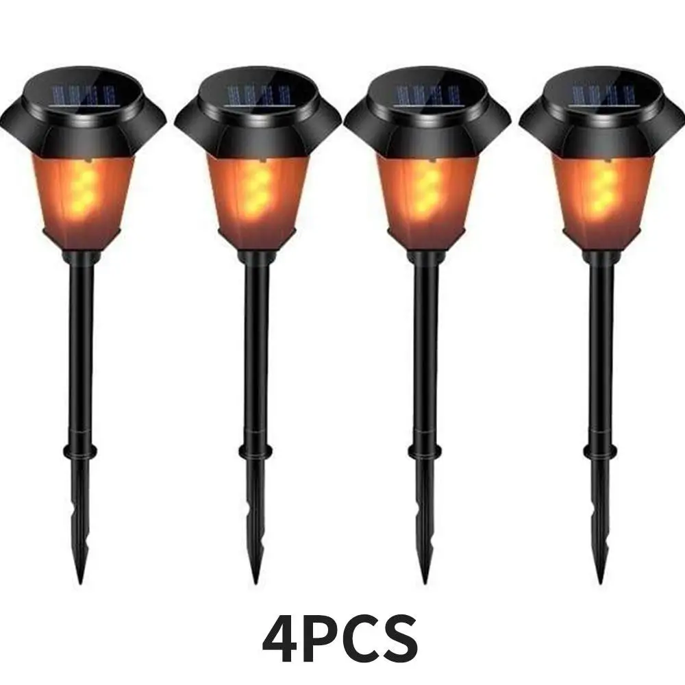 Solar Power Lawn Pathways Lights Flame Lights Lighting Lamp IP65 Path Light Waterproof Hexagon LED Flickering Garden