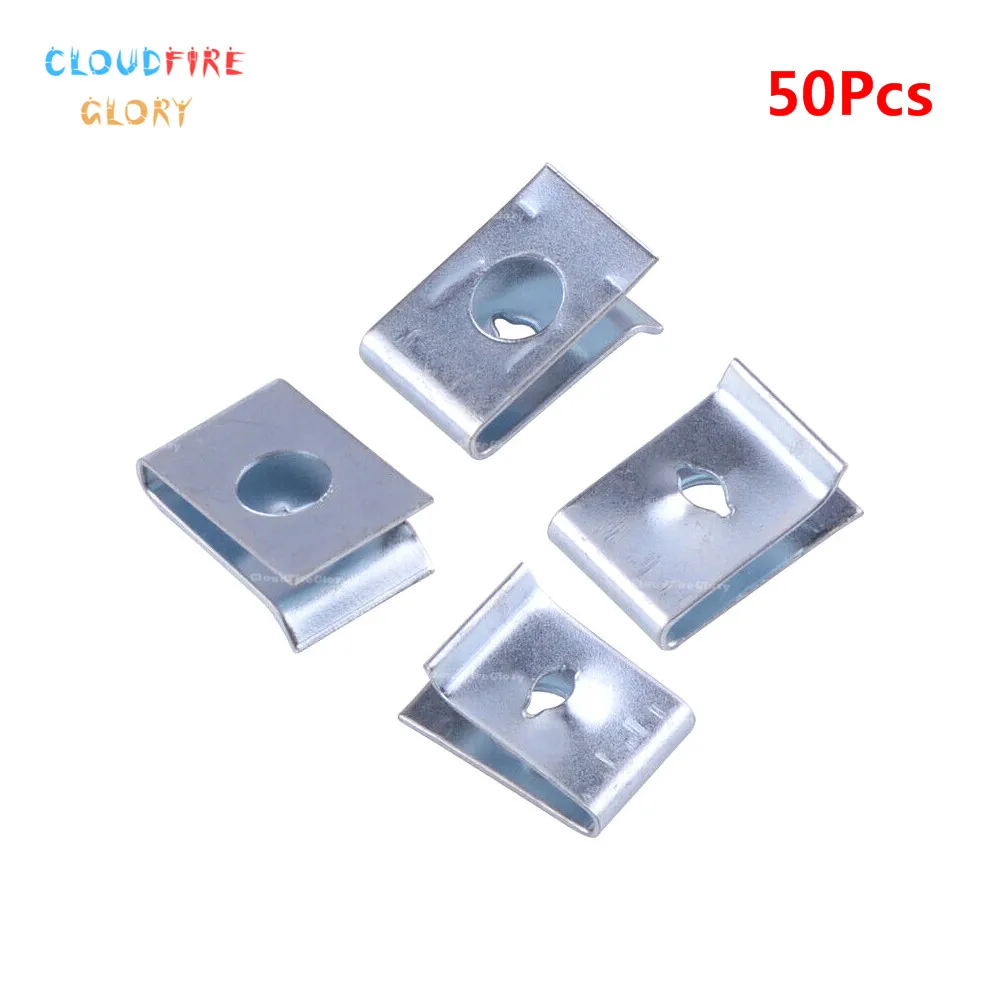 CloudFireGlory 50Pcs Car Universal 6mm Hole Speed Fasteners U Nuts Self Tapping Screw Spire U Clips Interior Trim Panel