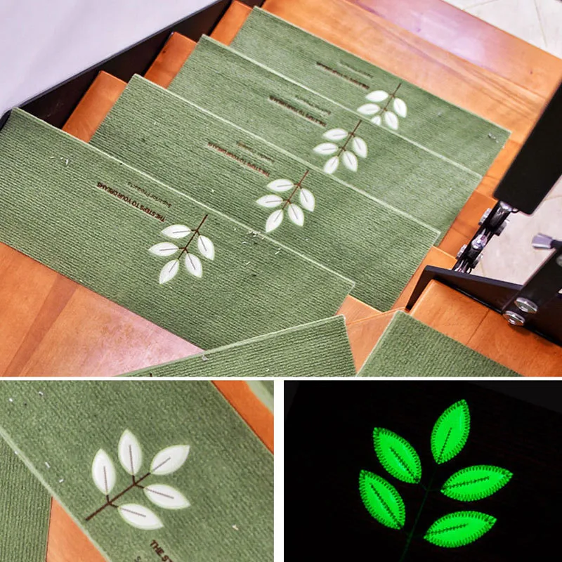 Luminous Stair Stread Carpet Mat Variety Pattern Self-adhesive Anti Slip Stair Stepping Floor Mat Wood Floor Protector Rugs