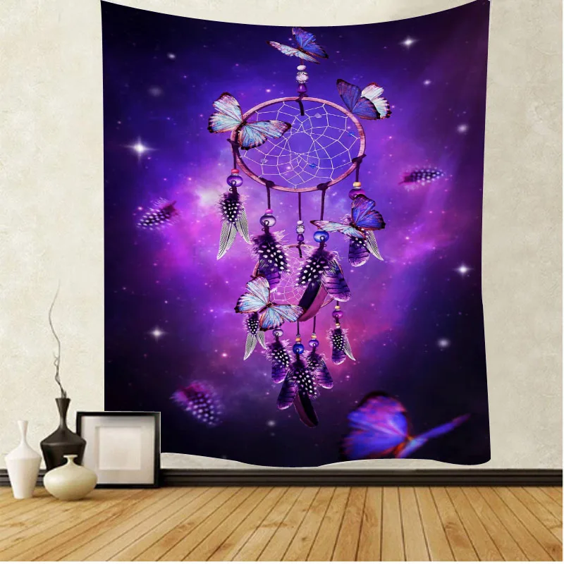 Dream catcher tapestry psychedelic scene mandala wall hanging butterfly flower character tapestry hippie bohemian home decor