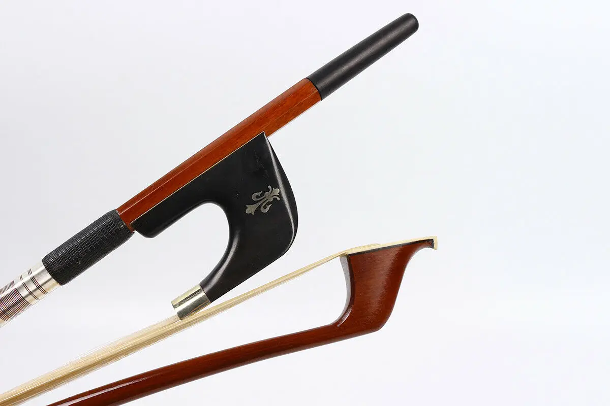

3/4 Double Bass Bow Brazilwood Ebony Frog Round Stick Natural AAA Horsetail