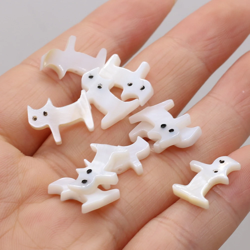 10pcs White Shell Cute Cat Beads Natural Mother of Pearl Shell Charms Beads for Jewelry Making DIY Bracelet Necklace Craft Decor