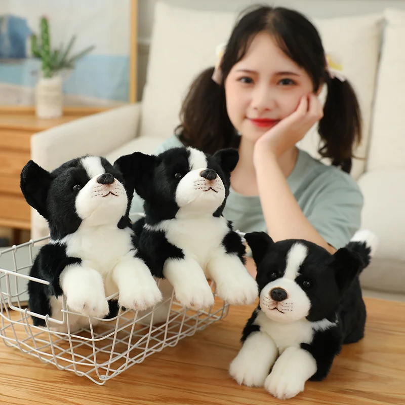 34CM Cartoon Simulation Border Collie Dog Plush Toy Stuffed Animal Super Hound For Luxury Home Decor Pet Lover Birthday Gift