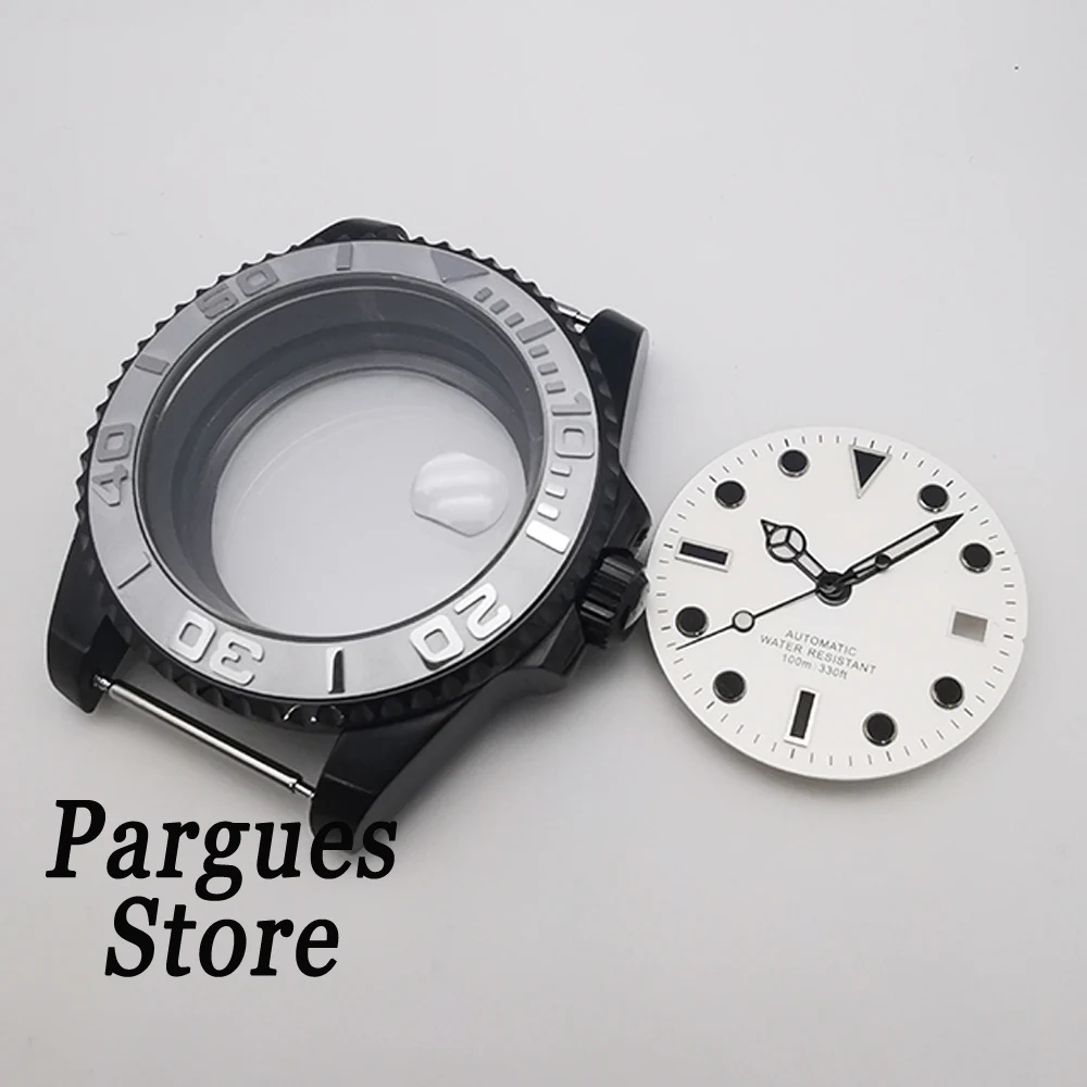 40mm Rose Gold Black PVD Sapphire Glass Steel Watch Case Dial Hands Fit NH35 NH36 Miyota 8205 8215 DG2813 ST1612 Movement