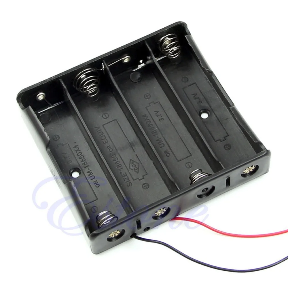 1pc New Plastic Storage Box Case Holder Black For 4pcs Battery 18650 With 6\