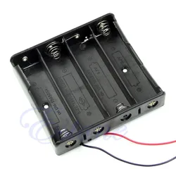 Caja de almacenamiento de plástico, soporte negro para 4 baterías 18650 con cables de 6 pulgadas, 4x18650, nuevo, 1 unidad