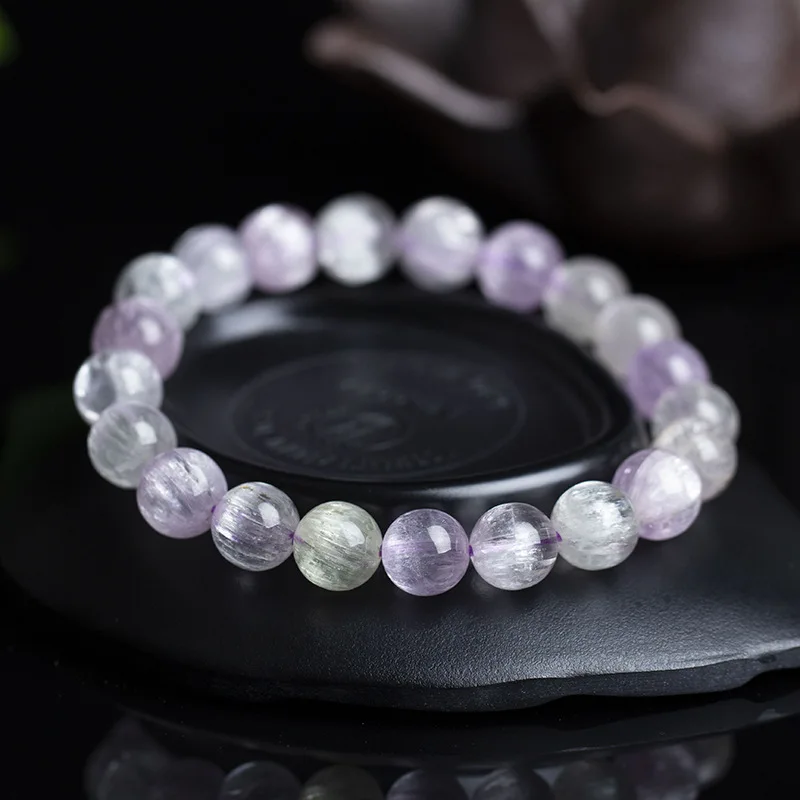 Natural 7A Kunzite 7mm-11mm Round Charm gem stone beads Stretch bracelet