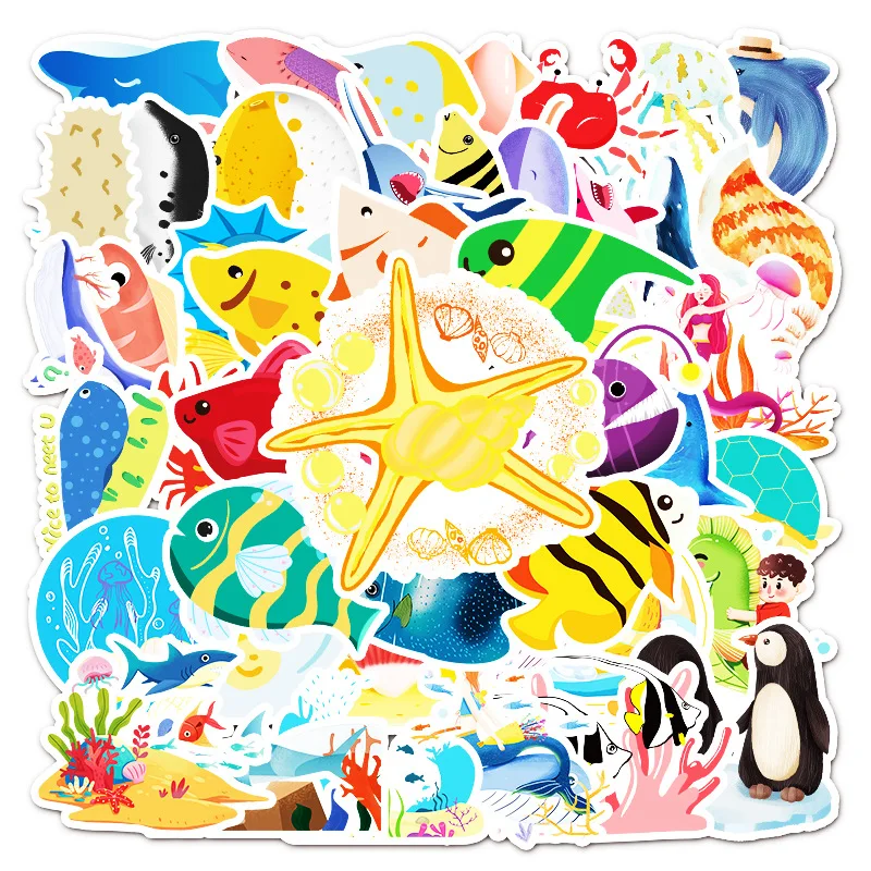 3 Sets = 150PCS Marine Life Series Stickers Water Cup Laptop Scooter Refrigerator Stickers