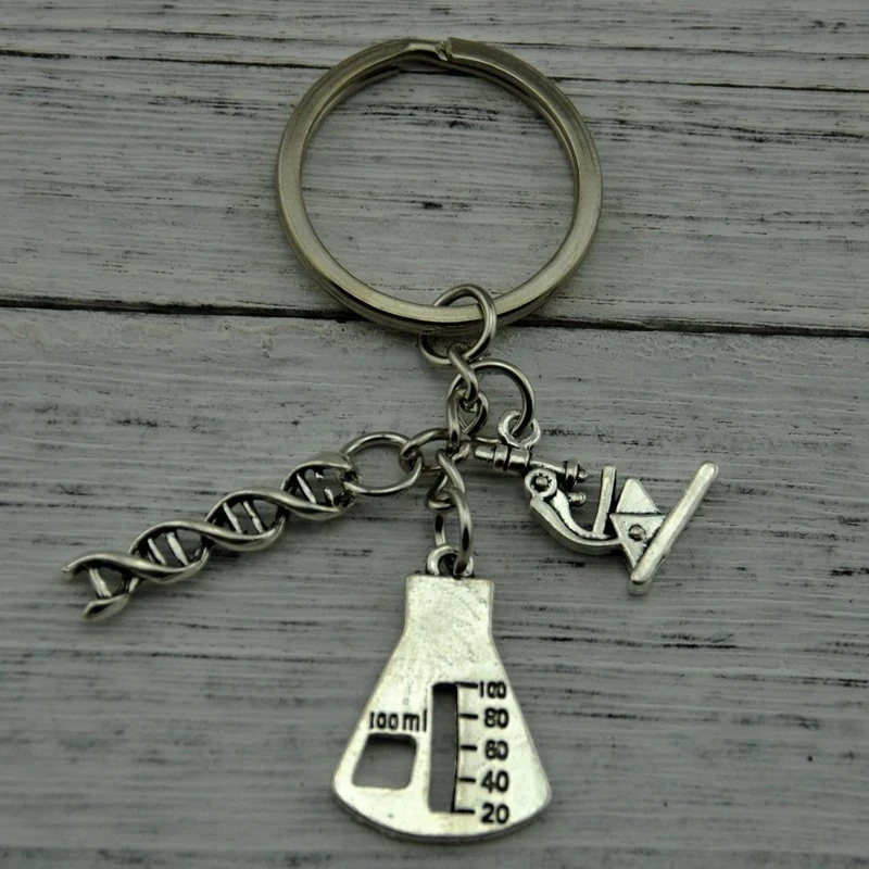 European And American Genetic Chemistry Teachers Present DNA Chemistry Molecular Microscope Biology Experiment Keychain