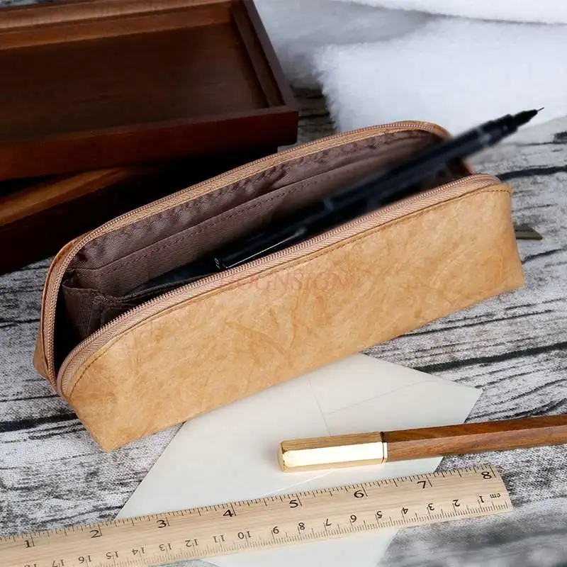 Dupont Paper Pencil Bag Retro Simple Large Capacity Junior High School Student Stationery Box Small Fresh Pencil Case