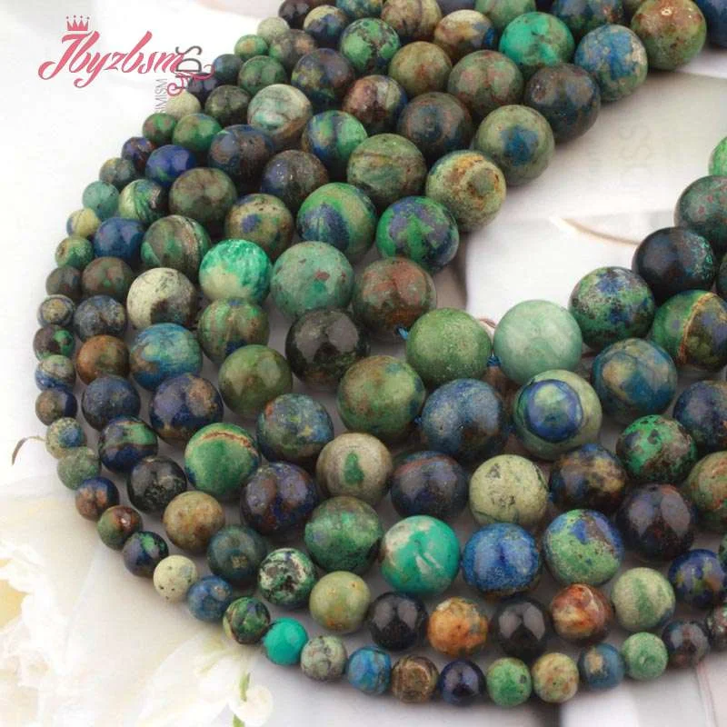 

Free Shipping AA Round Azurite Smooth Loose Natural Stone Beads For DIY Necklace Bracelet Jewelry Making 7 inch/15" 6/8/10/12mm